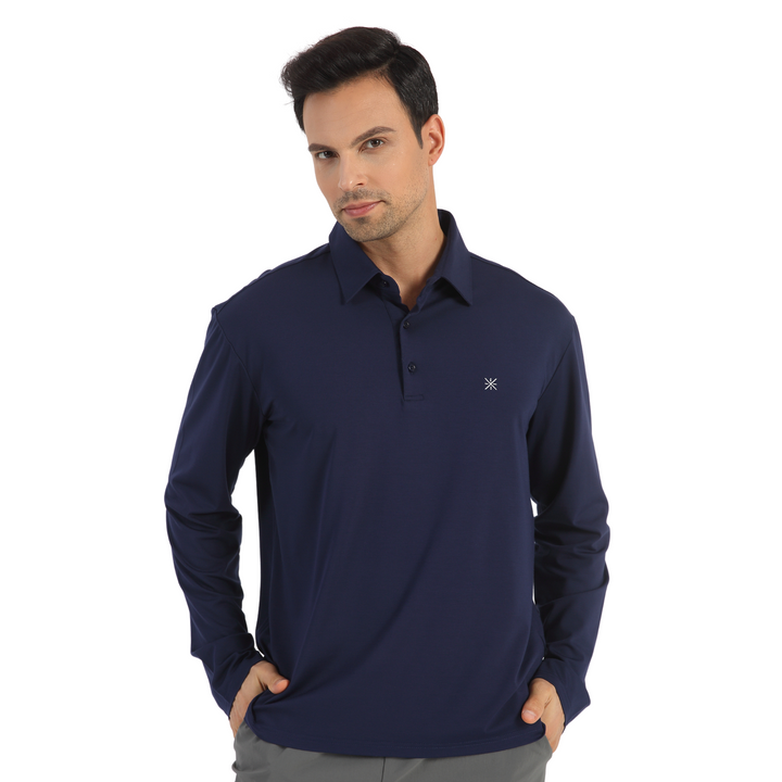 Men's UPF50+ Long Sleeve Polo Sun Shirt