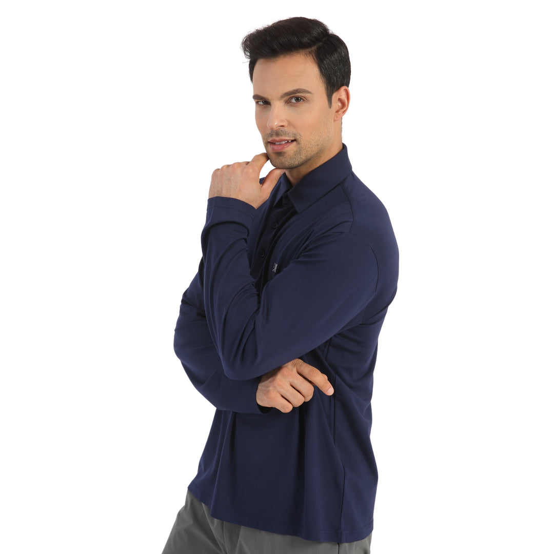 Men's UPF50+ Long Sleeve Polo Sun Shirt